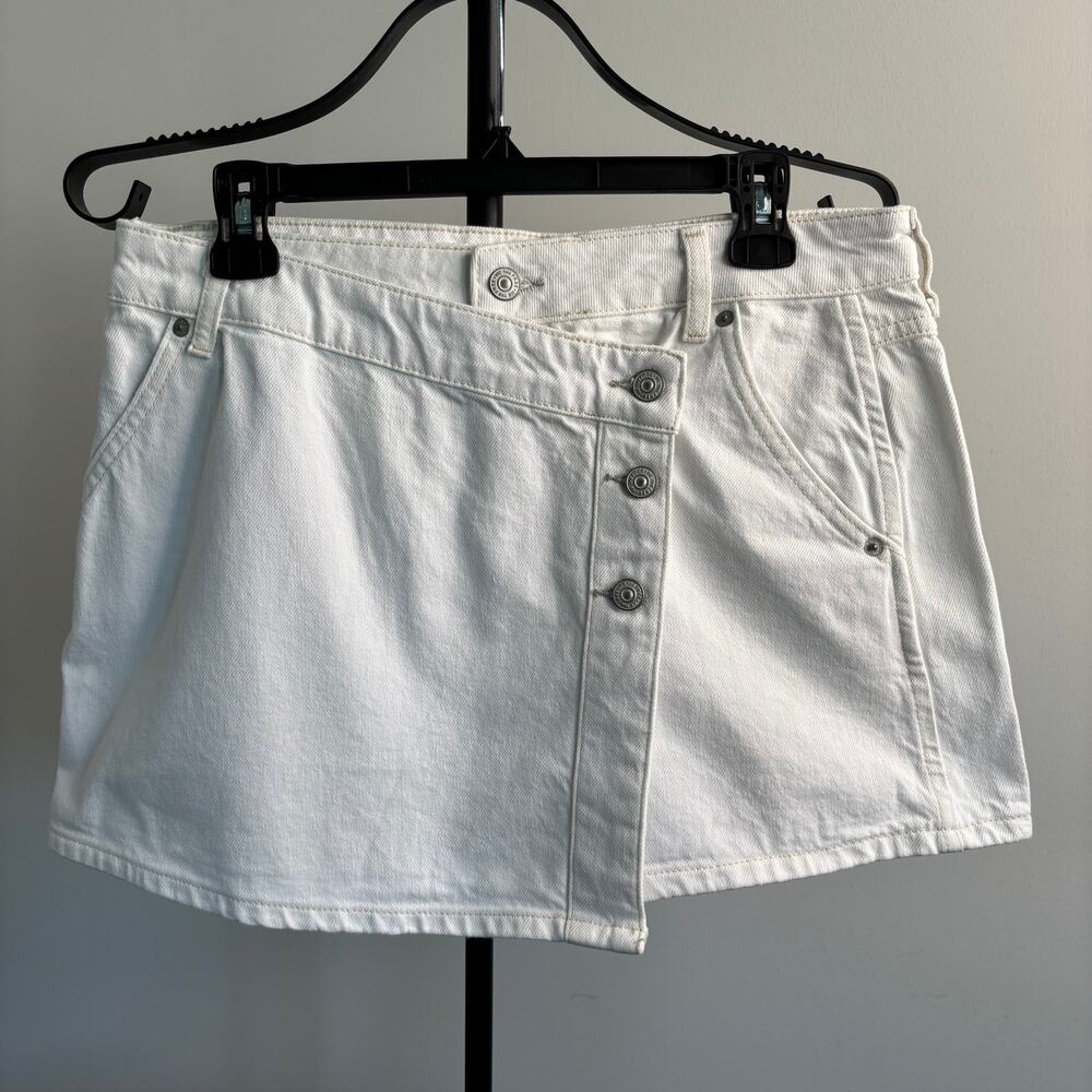 We The Free Free People Denim White Mini Skirt Size 24 (Size 0 NWOT